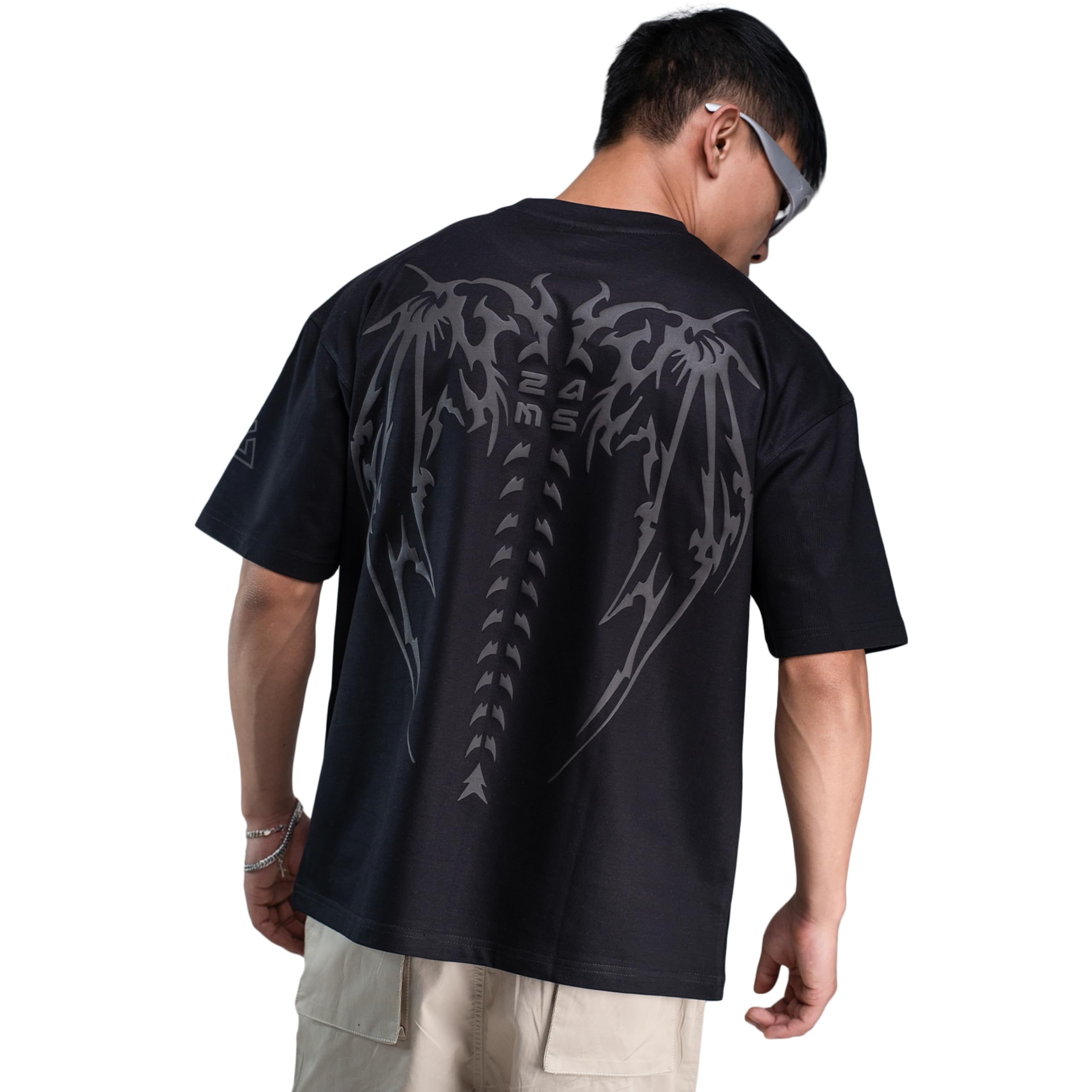 Buy ZAMS Cotton Devil's Wings/TECHWEAR/Oversized Black T